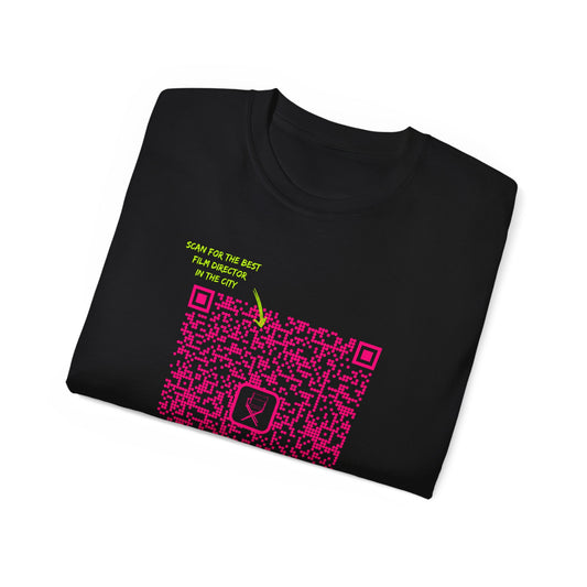 T-shirt for a film director - Scan for the best film director in the city: The Ultimate Networking Tee