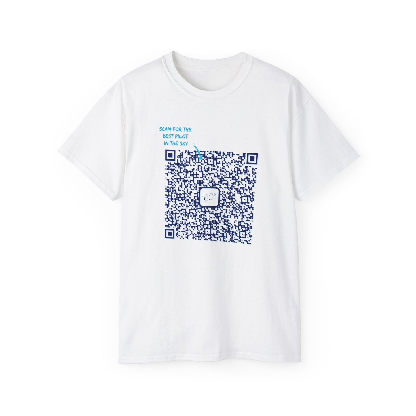 T-shirt for a pilot - Scan for the Best Pilot in the Sky - Personalized Contact QR Code Tee